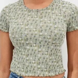 American Eagle Floral Waffle Baby Tee